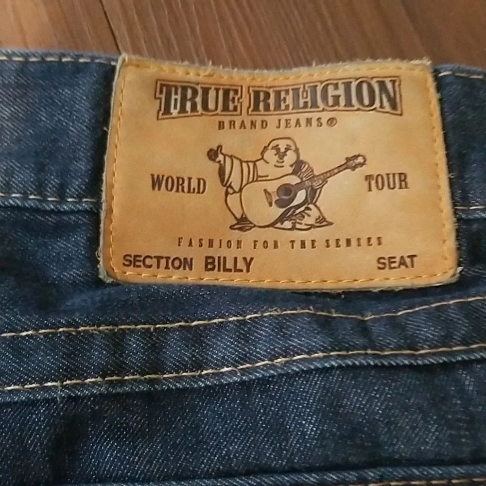 True Religion Jeans Billy 34 waist x 29 inseam Stitch Blue Denim Dark Wash